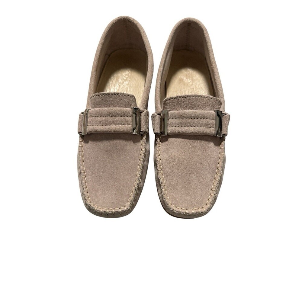 Piero Massetti Suede Driving Loafers Taupe Metal Bit Moc Toe EU 38 Casual Chic 7